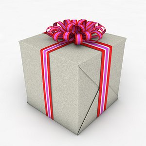Gift Box Cube Low Poly Model