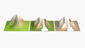 cartoon low poly mountains with glacier