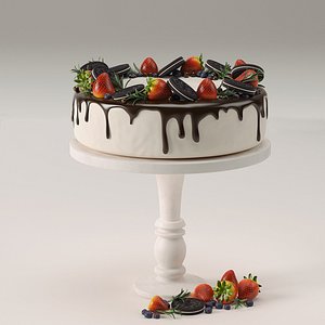 Cake with stawberry and oreo