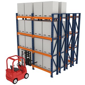 3D model forklift lifting