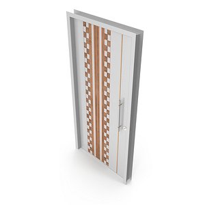 Modern Design White Metal Steel Door with Wooden Details model 3D model