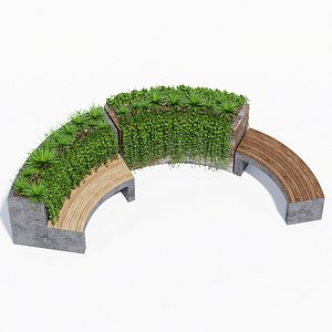 3D curved planter bench
