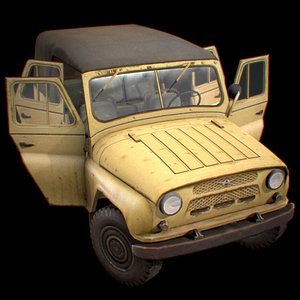 russian uaz 469 yellow 3d max