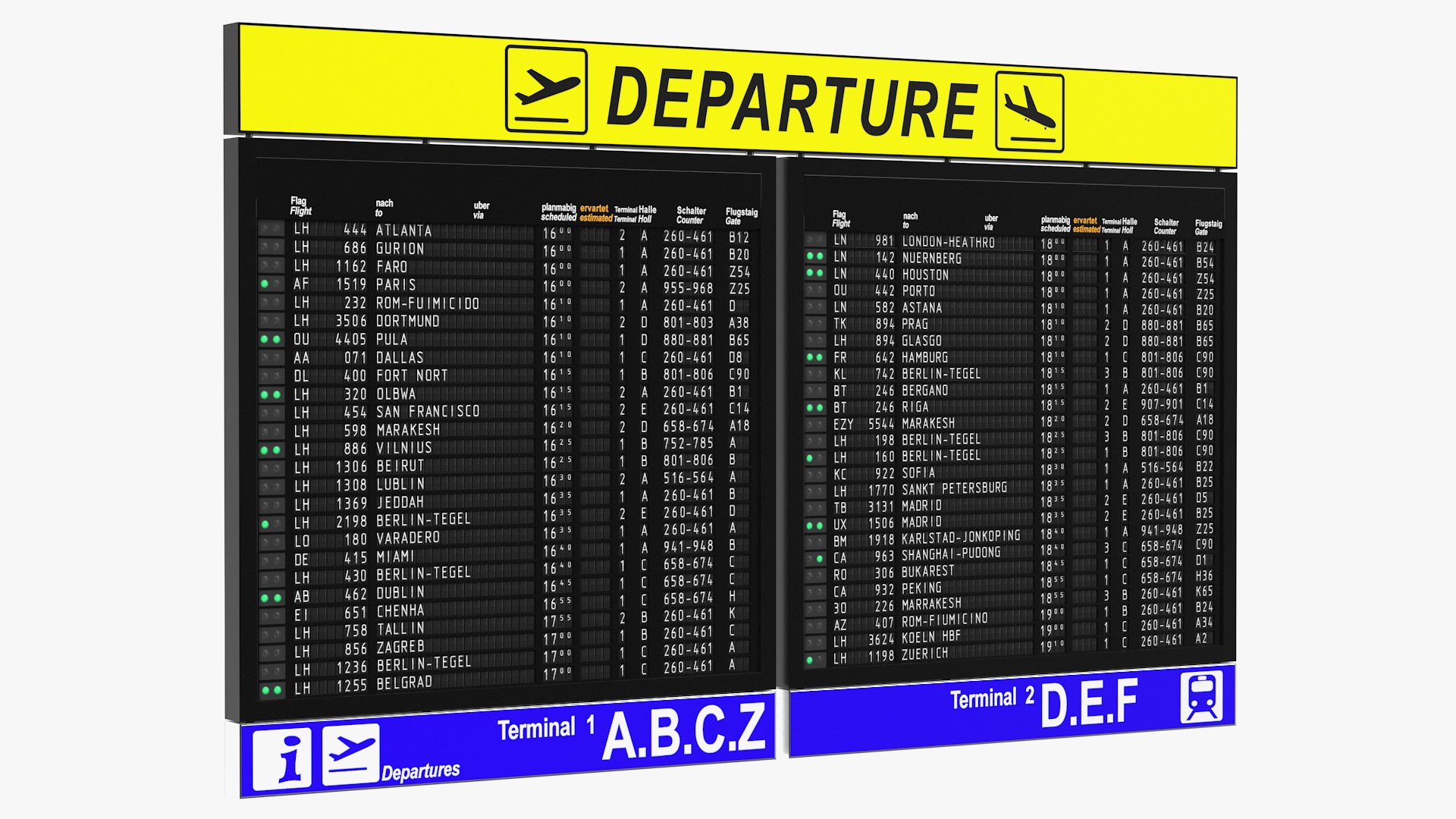 Airport Departures Board 3D model preview