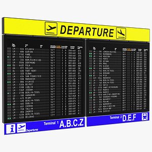 airport departures board air 3D