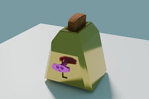 A simple toaster with toast inside 3D