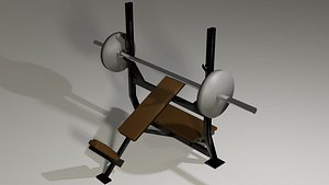 3D Gym Bench OBJ and BLEND