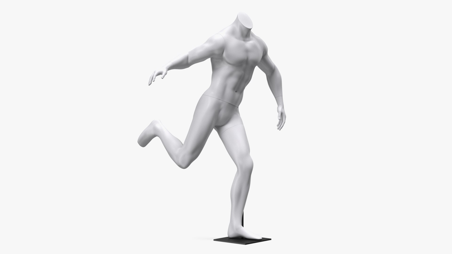 Man Sports Mannequin Playing Basketball White 3D model preview