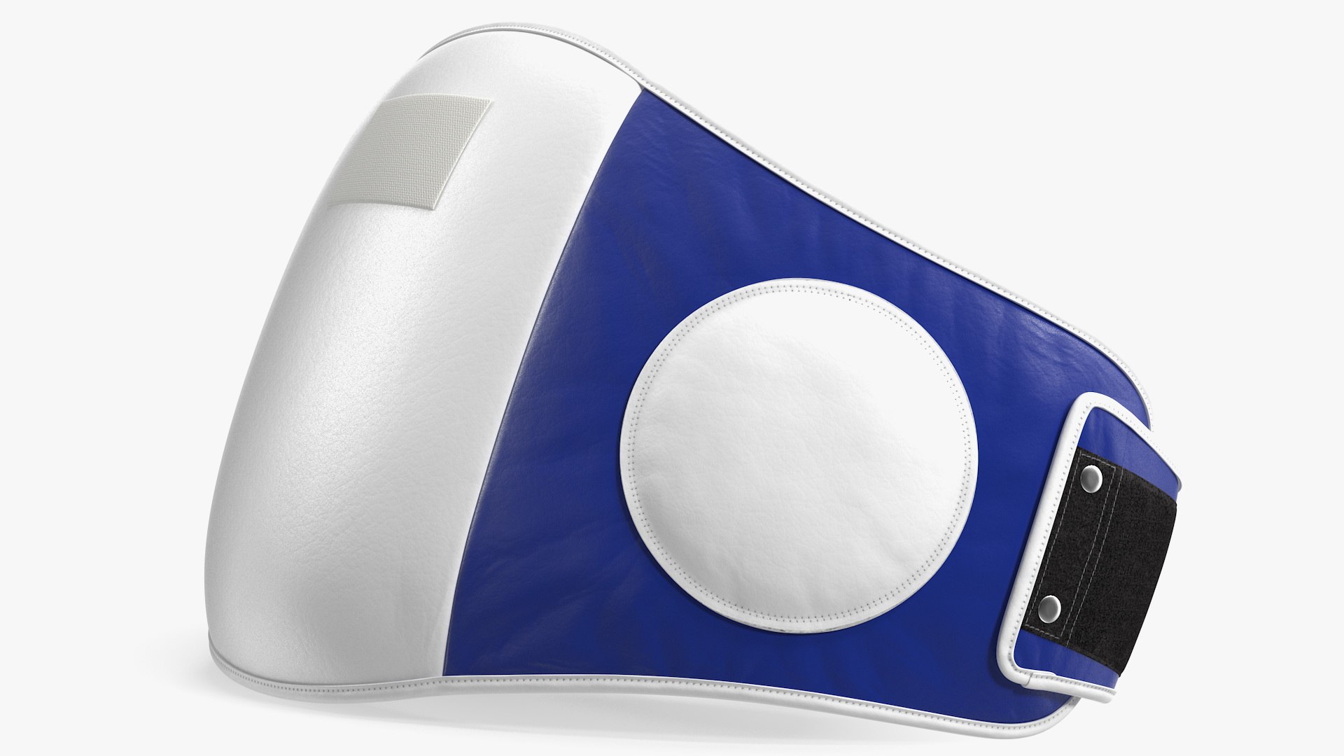 Muay Thai Leather Belly Pad White Blue 3D model preview