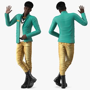 3D Dark Skin Teenager Fashionable Style Standing Pose