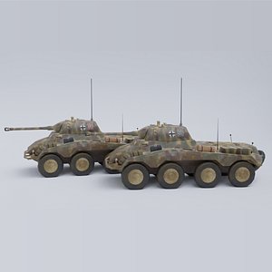 Sdkfz 234-2 Puma German WW2 armored car Low Poly PBR model
