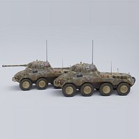 Sdkfz 234-2 Puma German WW2 armored car Low Poly PBR model