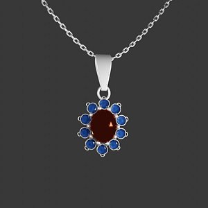 Blue-ruby Dimond necklace 3D