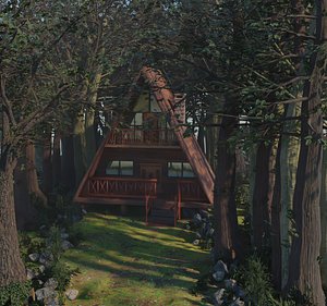 3D cabin in the forest model