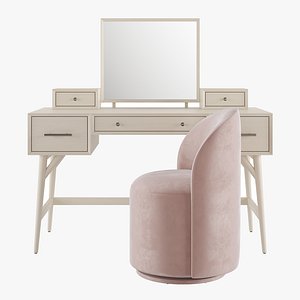 Mid-Century Storage Vanity Desk 3D model