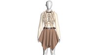 Girls Long Sleeve Frill Bib Top With Skirt - Outfit