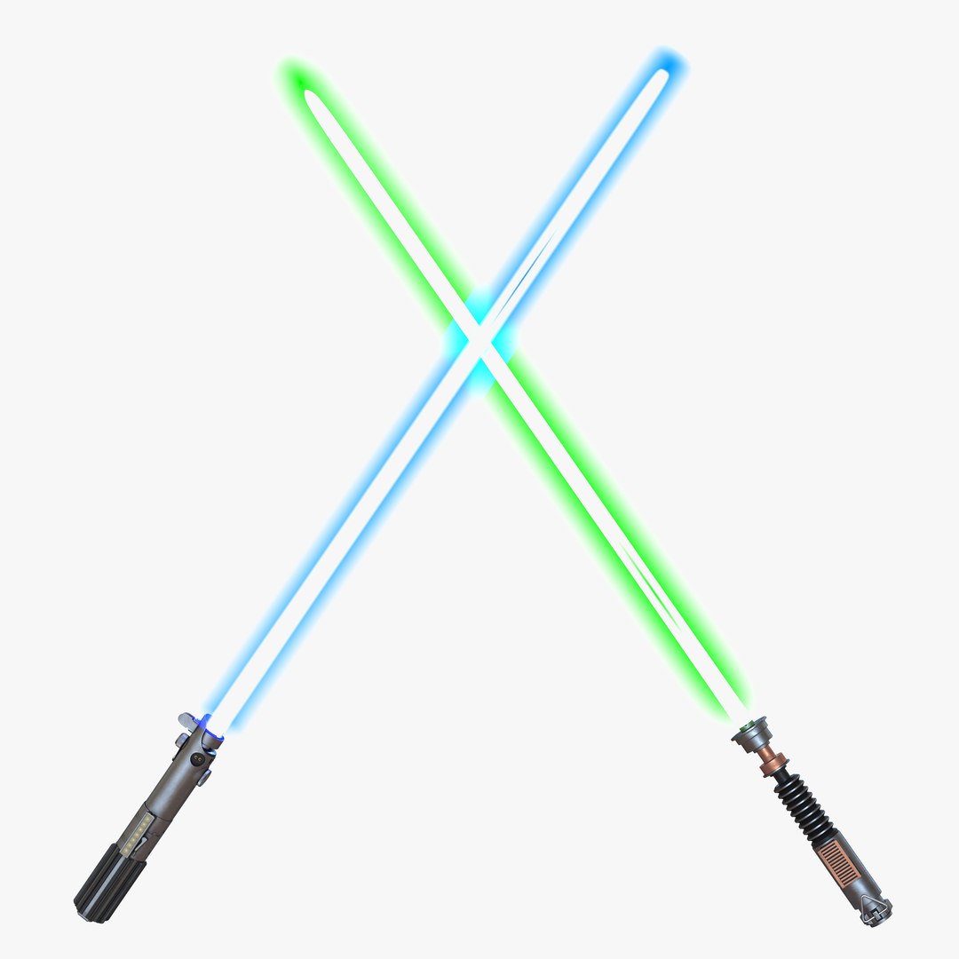 Star Wars Luke Skywalker Used Lightsabers Collection 3D model preview