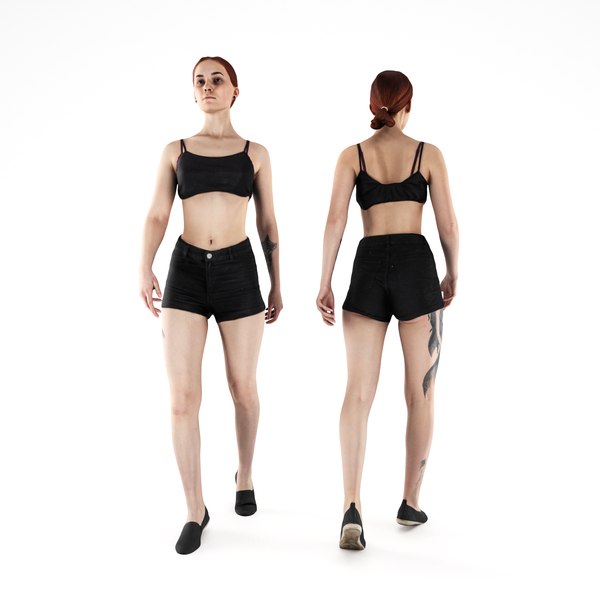 scanned human sporty young woman 3D model
