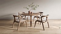 Minimalist Wooden Dining Set with 4 Chairs and Round Table