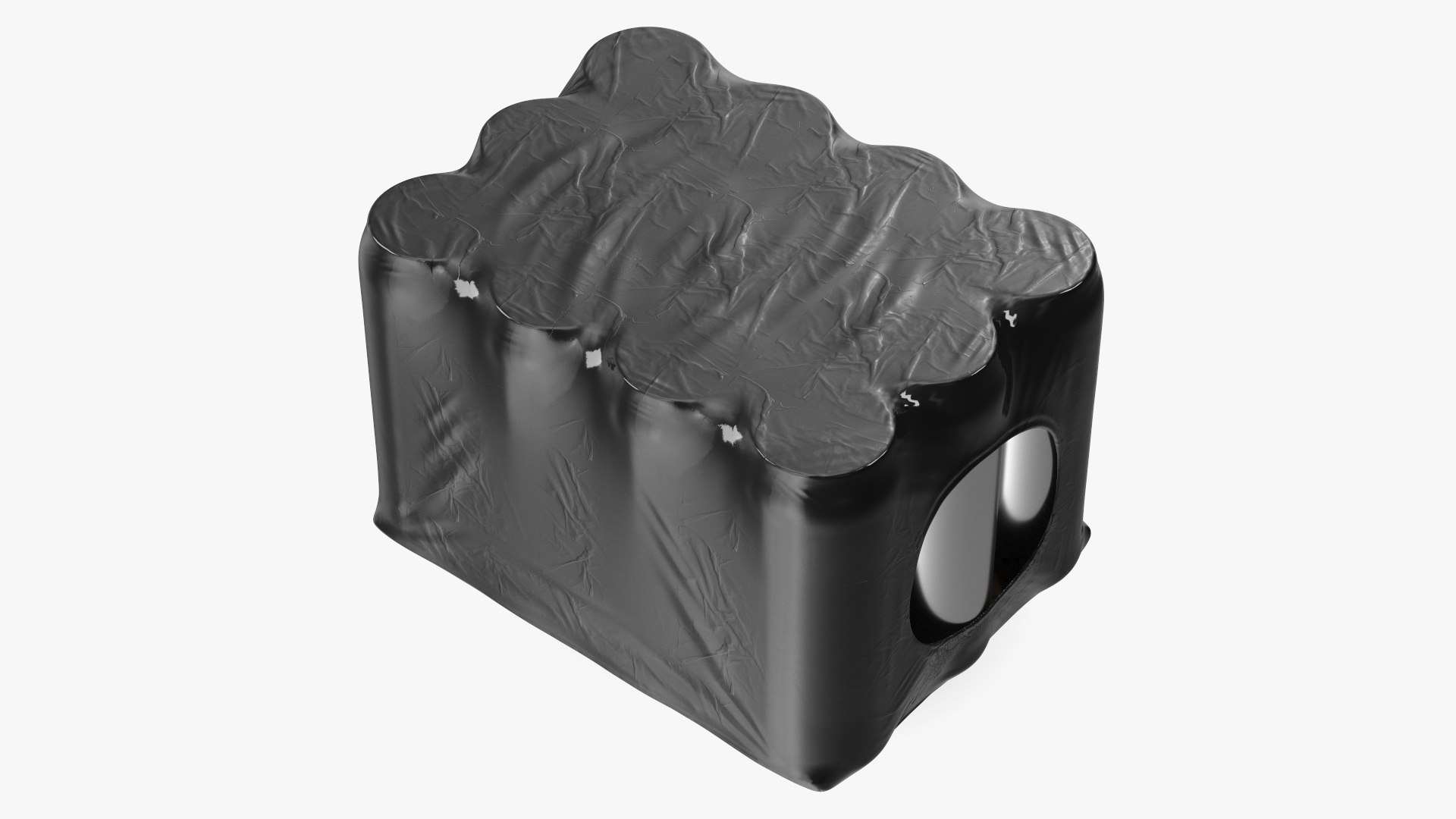 Pack of 12 Pcs Aluminium Can 500ml Black 3D model preview