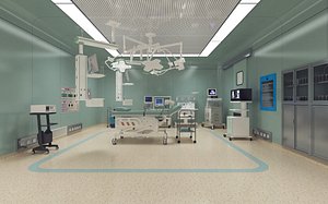 Modern Hospital Operating Room and Scrub Sink Area