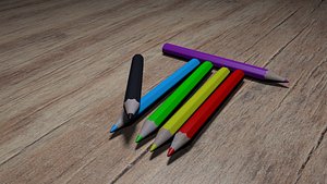 wooden coloured pencil 3D