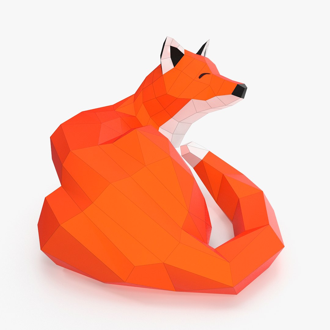 3d Obj Paper Fox