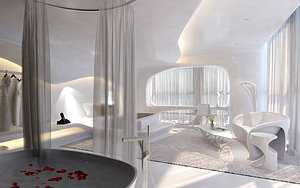Postmodern bedroom master bedroom science fiction minimalist bedroom 3D model