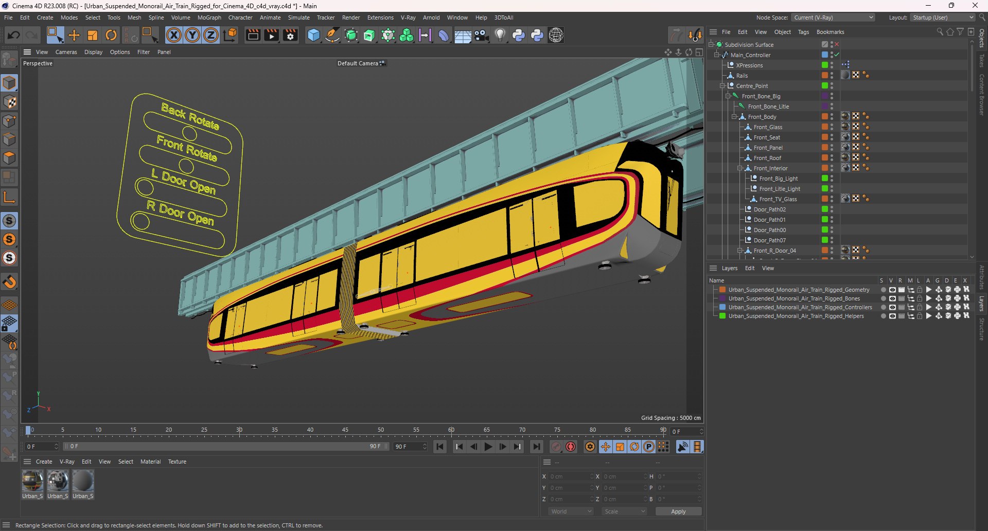3D Model Urban Suspended Monorail Air Train Rigged For Cinema 4D ...