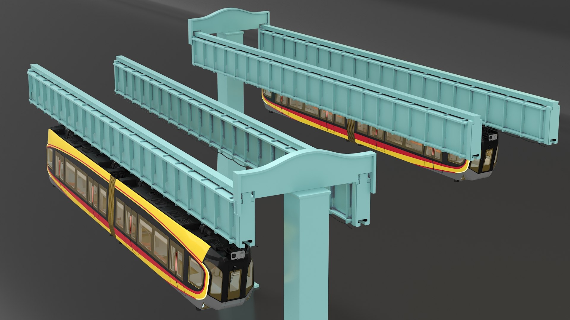3D Model Urban Suspended Monorail Air Train Rigged For Cinema 4D ...