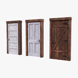 Old Wooden Door Pack Game Ready PBR Interior Asset 3D model