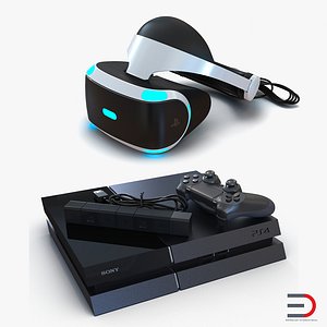 3d model sony playstation 4 set