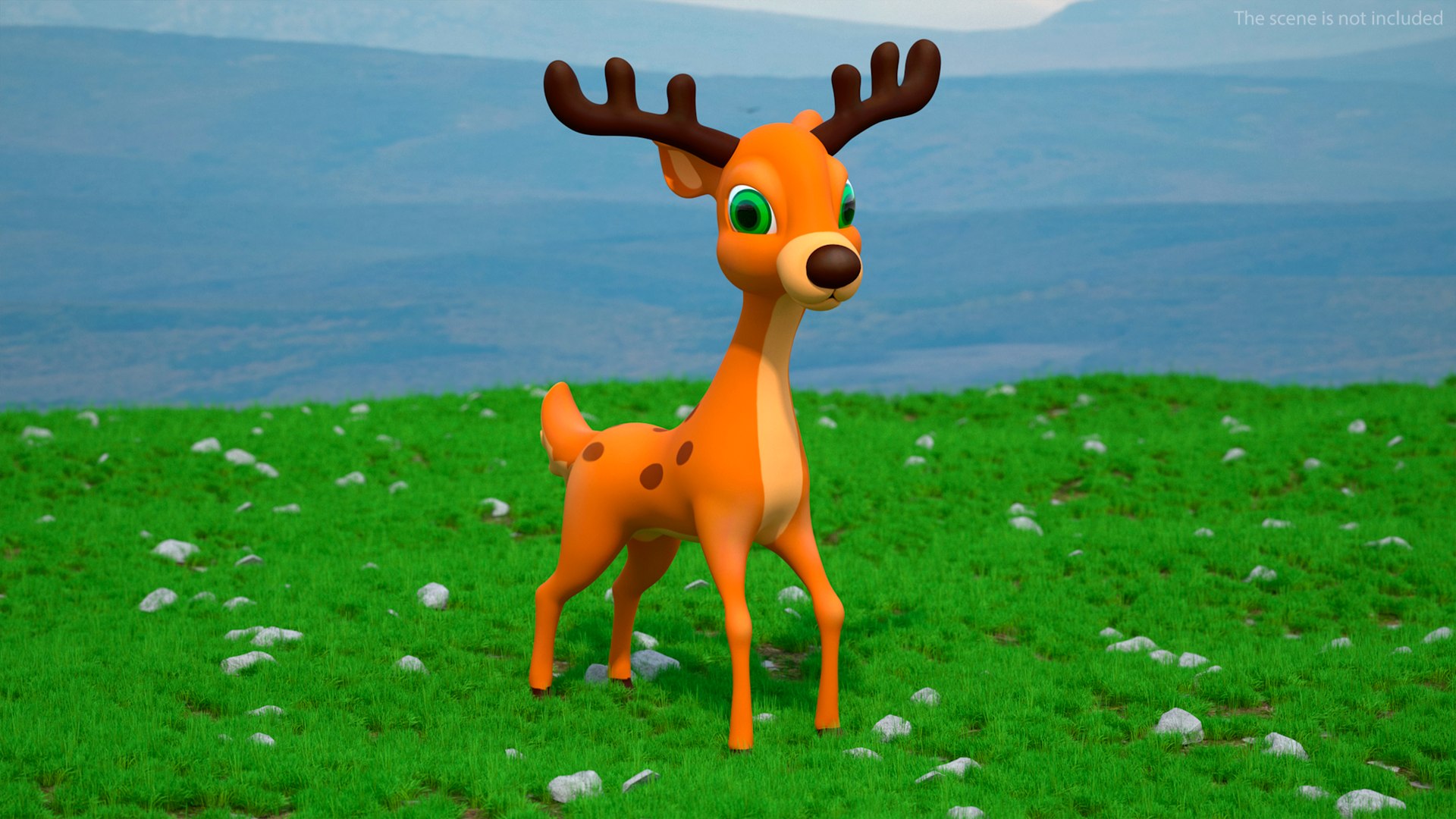 Cartoon Reindeer Rigged for Maya 3D model preview