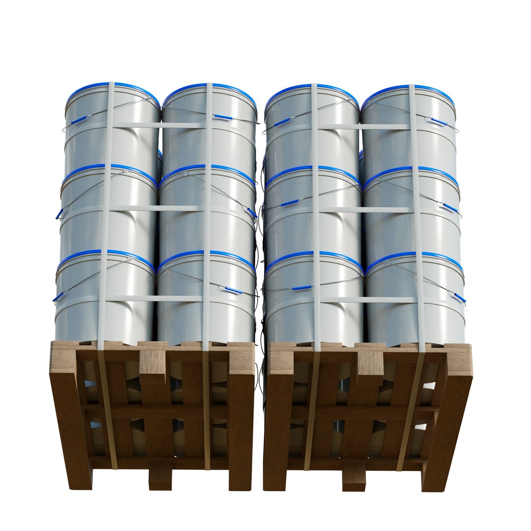 Plastic Paint Buckets On Wood Pallets 3D Model TurboSquid 2292963