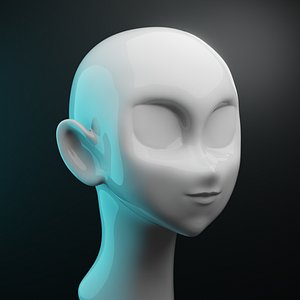 Stylized Anime Face Sculpt Head Base Mesh Character Model 3D