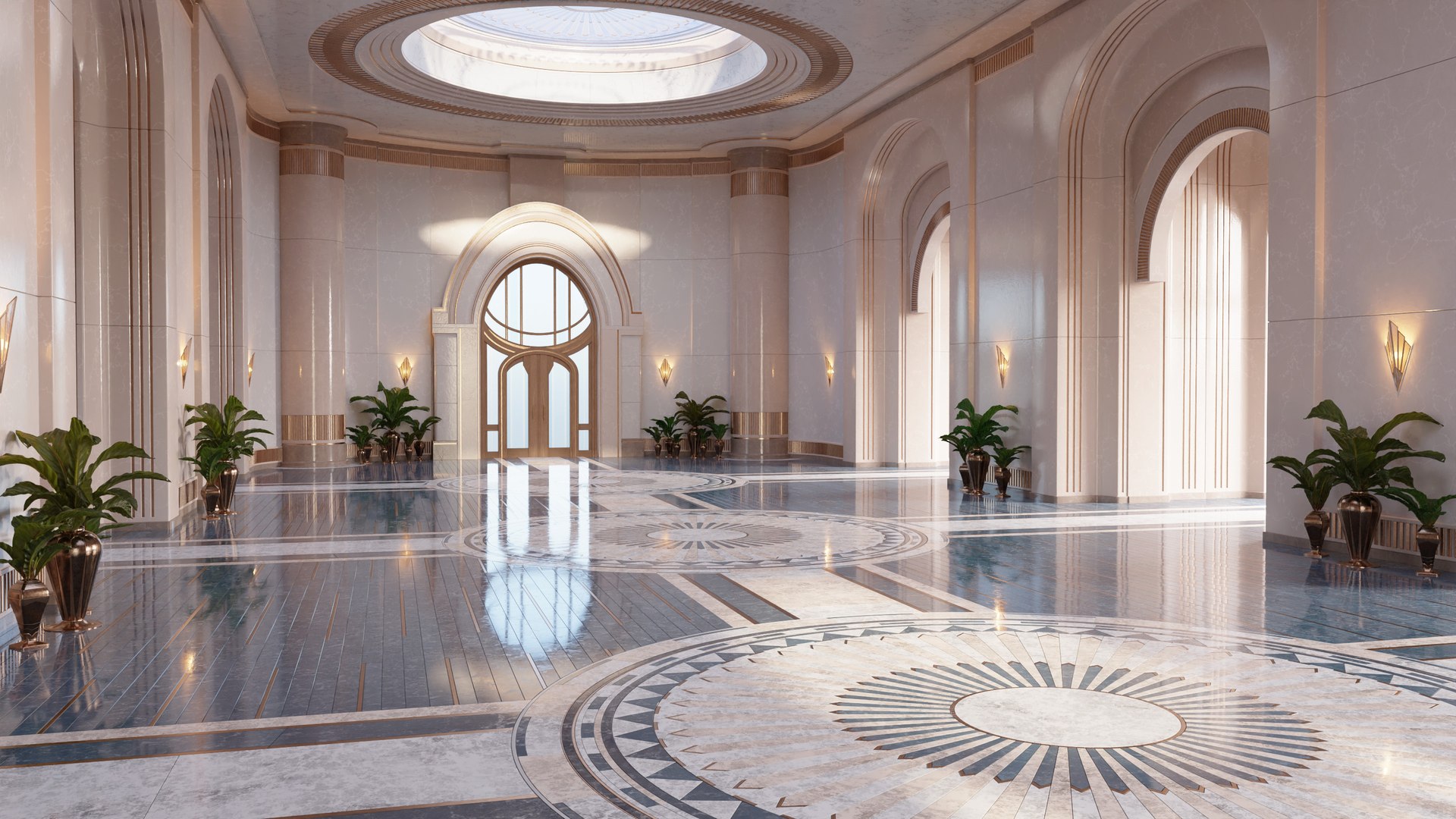 3D Classic Art Deco Hall - TurboSquid 2080136