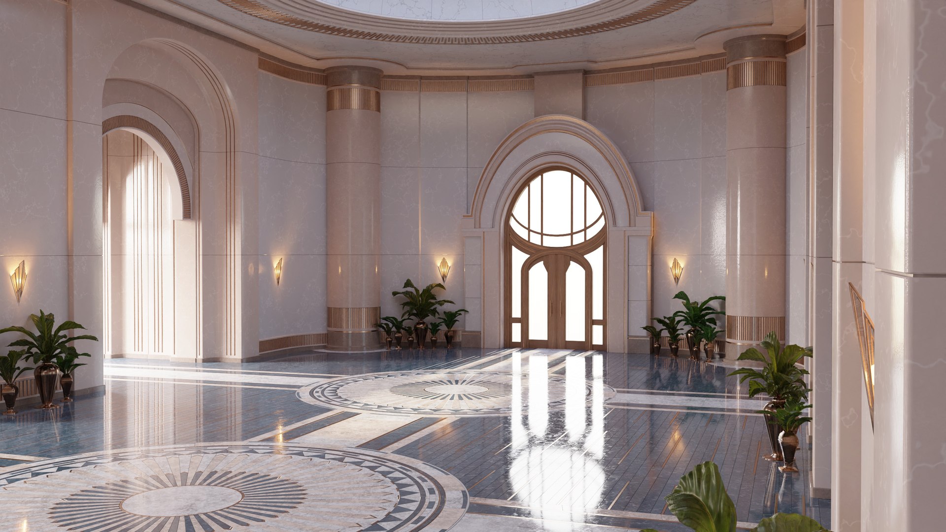 3D Classic Art Deco Hall - TurboSquid 2080136