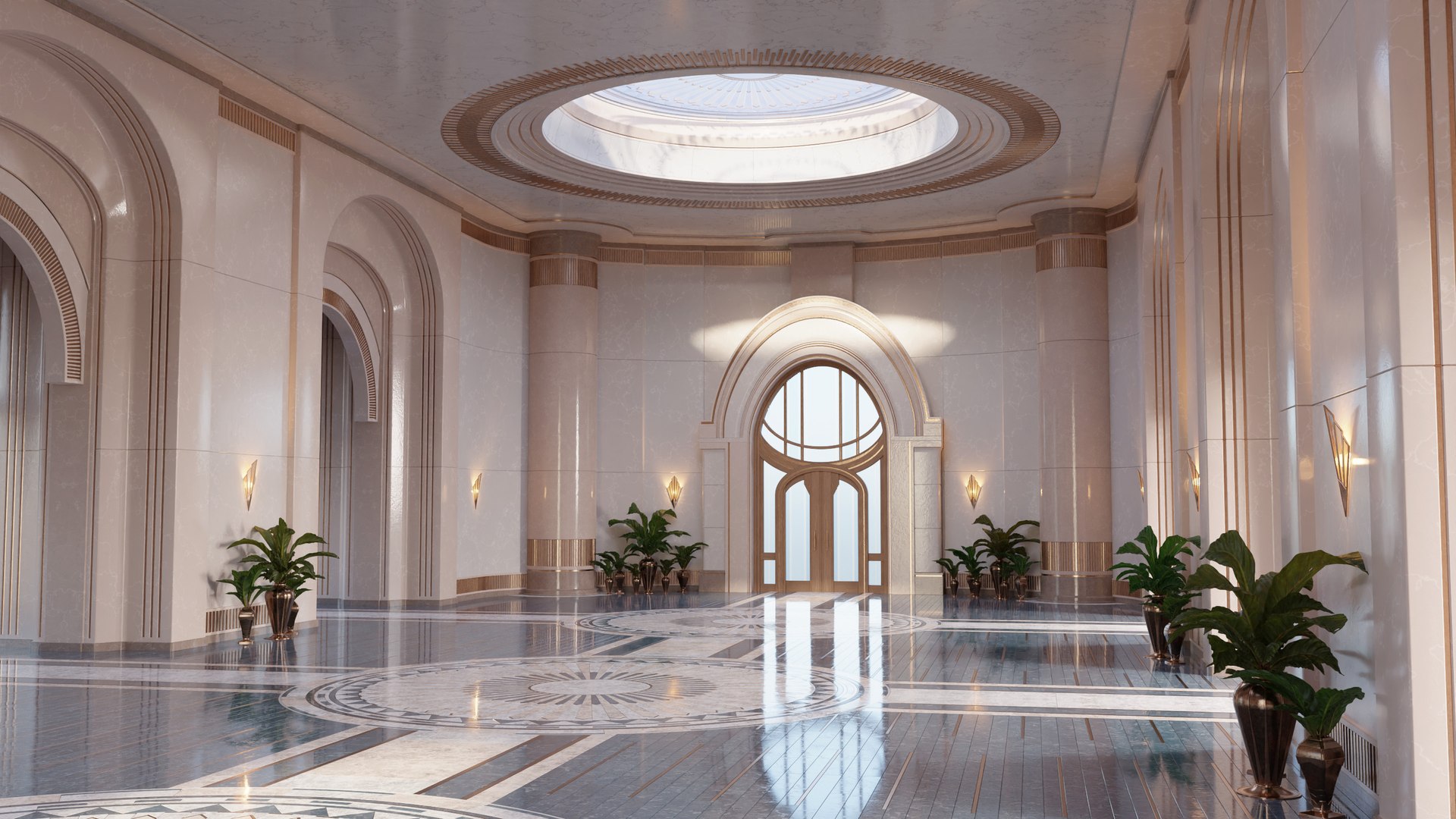 3D Classic Art Deco Hall - TurboSquid 2080136