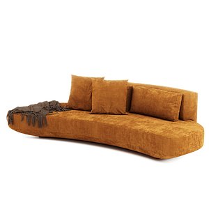 3D Audrey Curved Sofa with Throw and pillows model