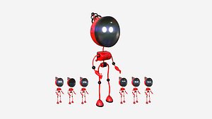 Cute Robot D06 Firebot - SciFi Character Design 3D model