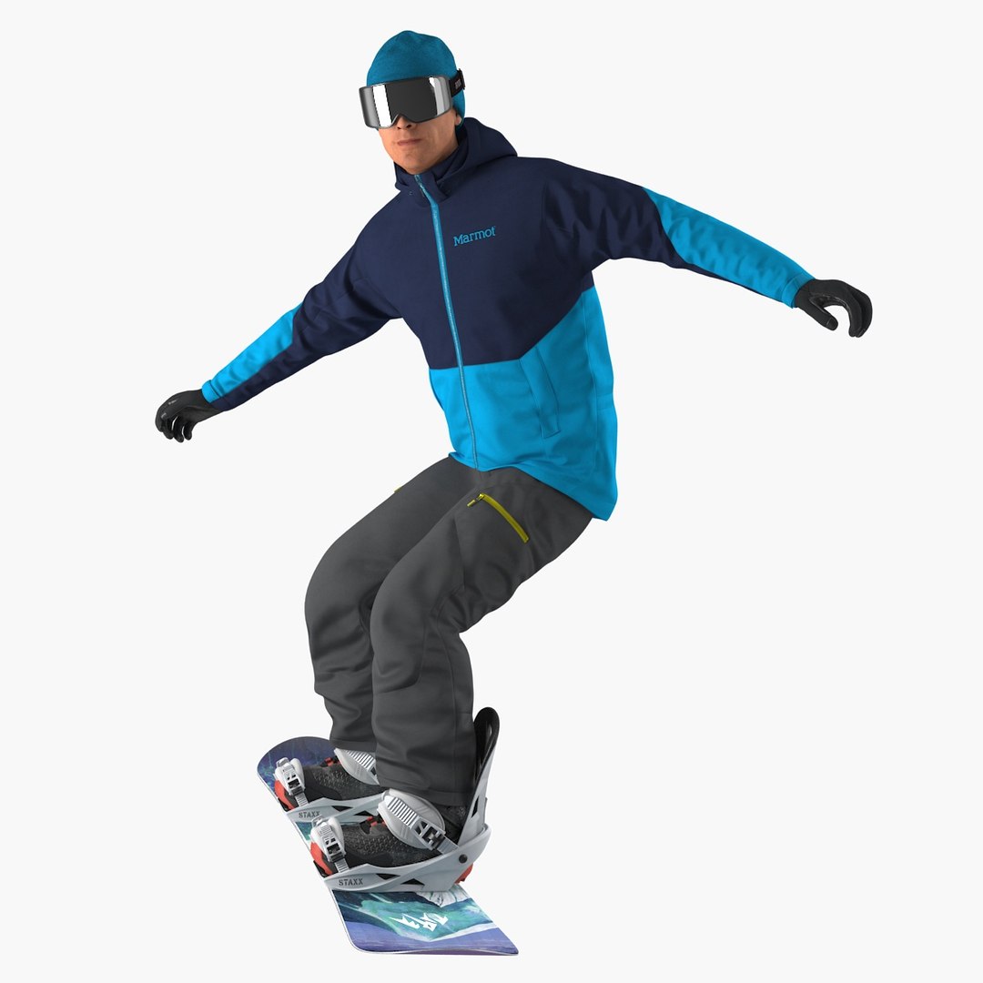 Snowboard Man Rigged 3D model preview