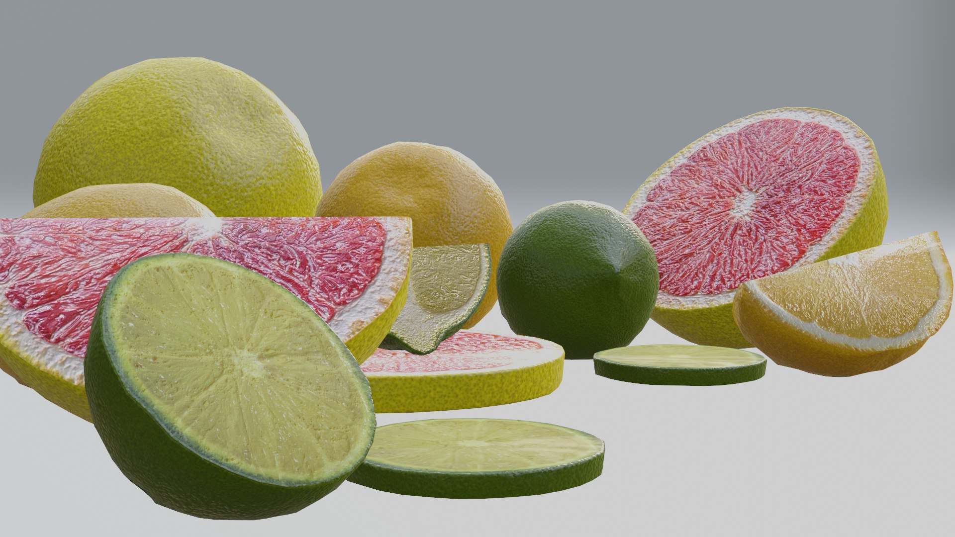 LOW POLY Lemon Orange Grapefruit Lime Game ready Citrus Library 3D ...