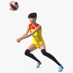 3D Young Chinese Woman Volleyball Player