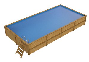 Wooden swimming pool rectangular 3D model