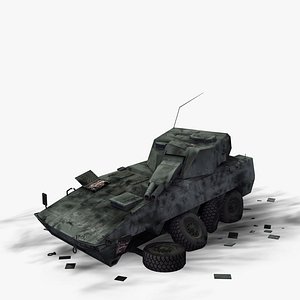 3d wrecked military vehicle amos