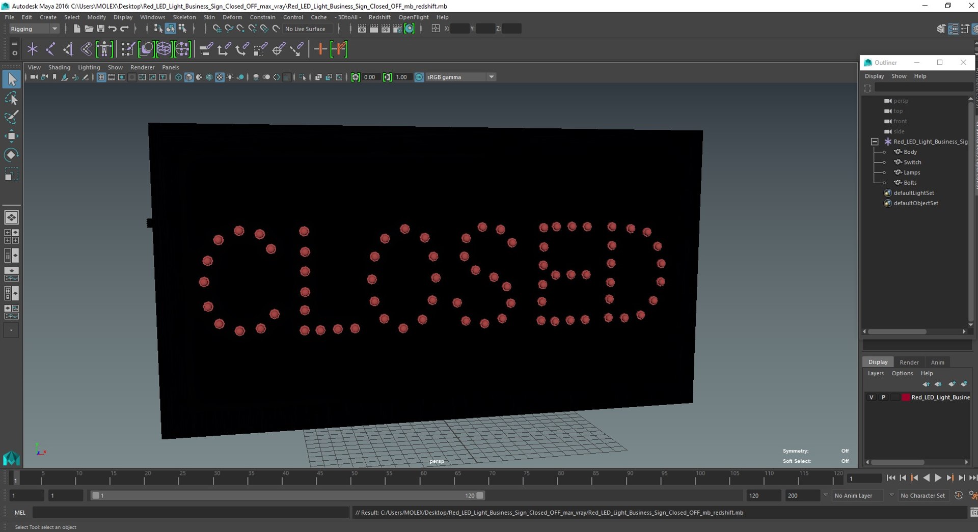 3D Red LED Light Business Sign Closed OFF - TurboSquid 2110843
