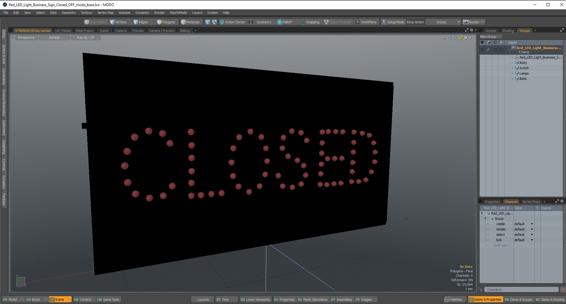 3D Red LED Light Business Sign Closed OFF - TurboSquid 2110843