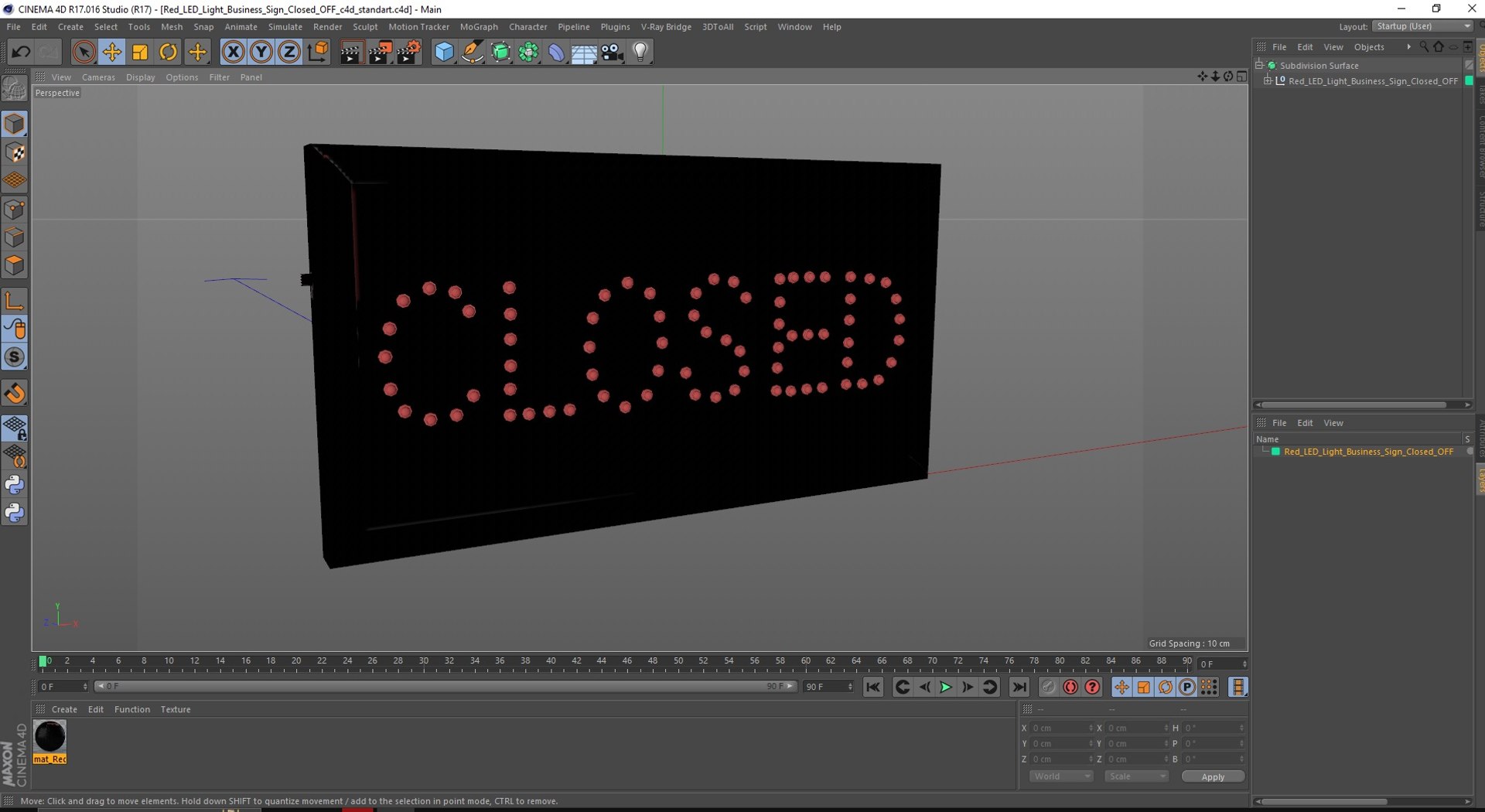 3D Red LED Light Business Sign Closed OFF - TurboSquid 2110843