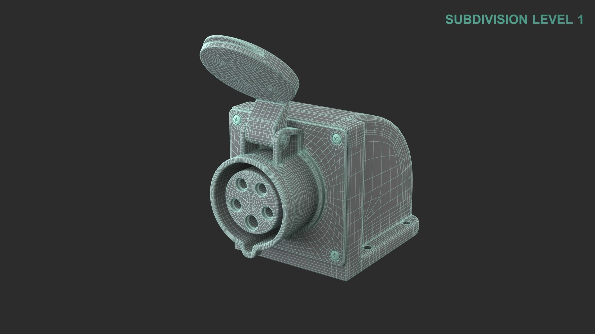 Three Phase Socket 3D model https://p.turbosquid.com/ts-thumb/Ea/93kqSP/dd/wireframe0004/jpg/1683777106/1920x1080/fit_q87/d49dbd4ec327b879e93428f65943c9deb2416f63/wireframe0004.jpg