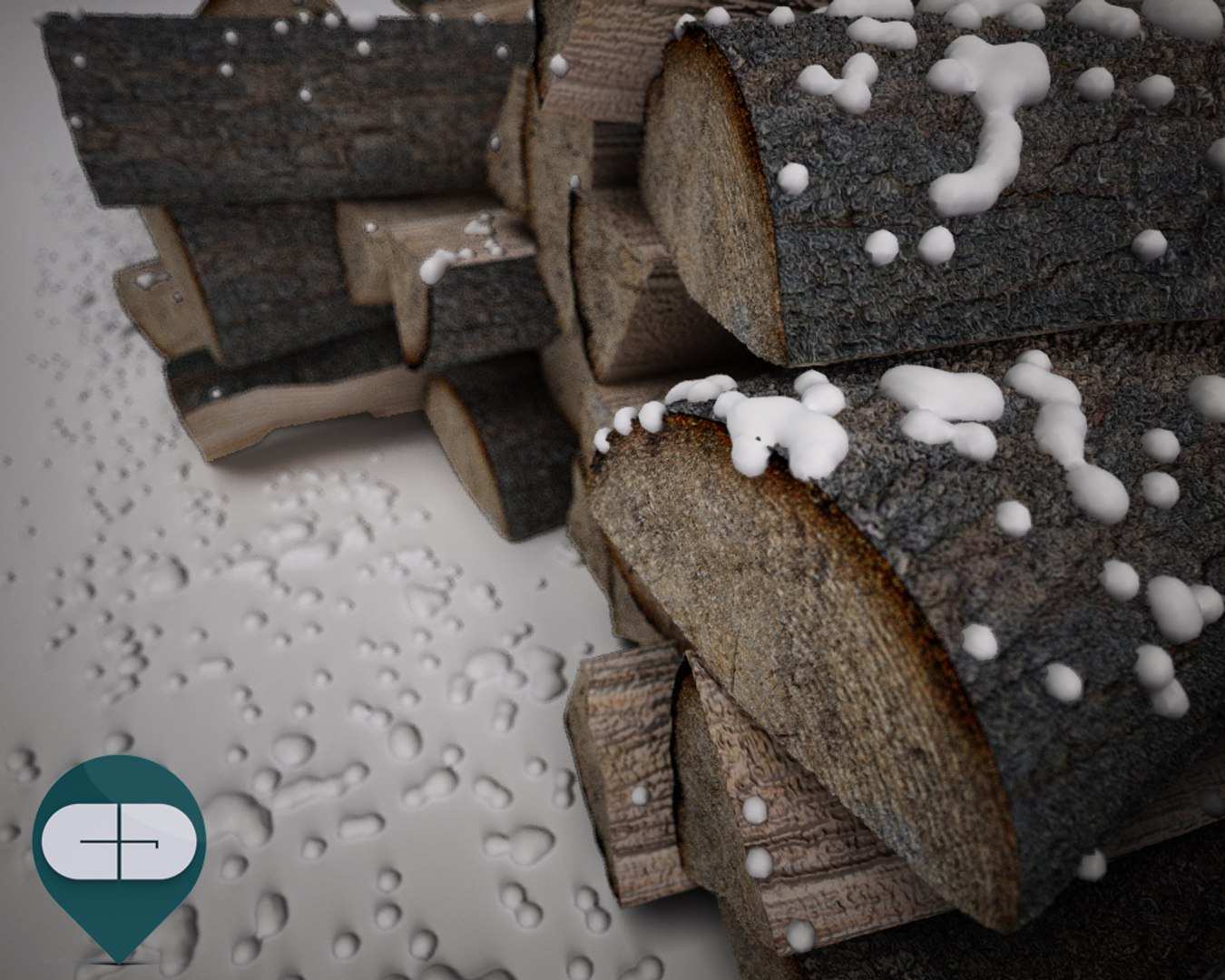 3d model wood snow
